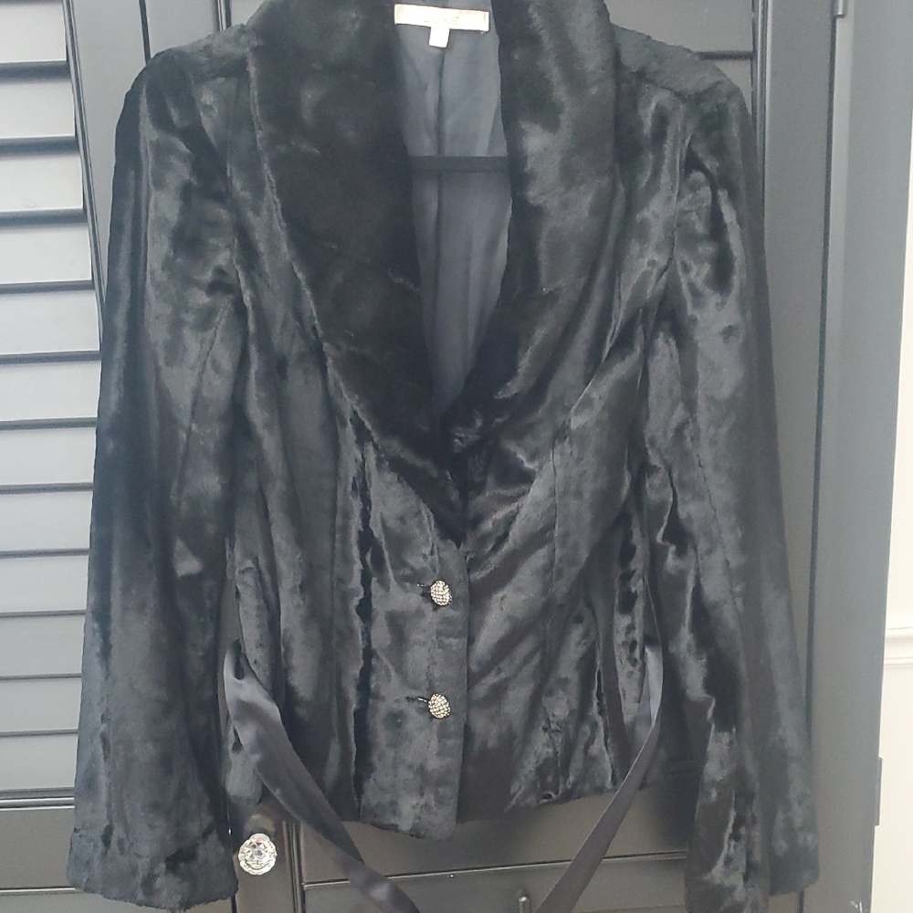 Cache Black Velvet Blazer with Shawl Collar